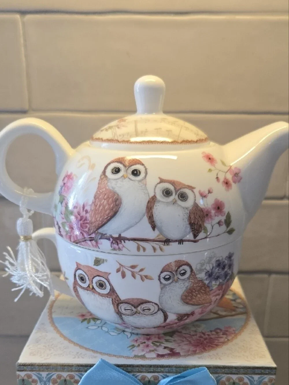 BITS AND PIECES Owl Tea-for-One Set